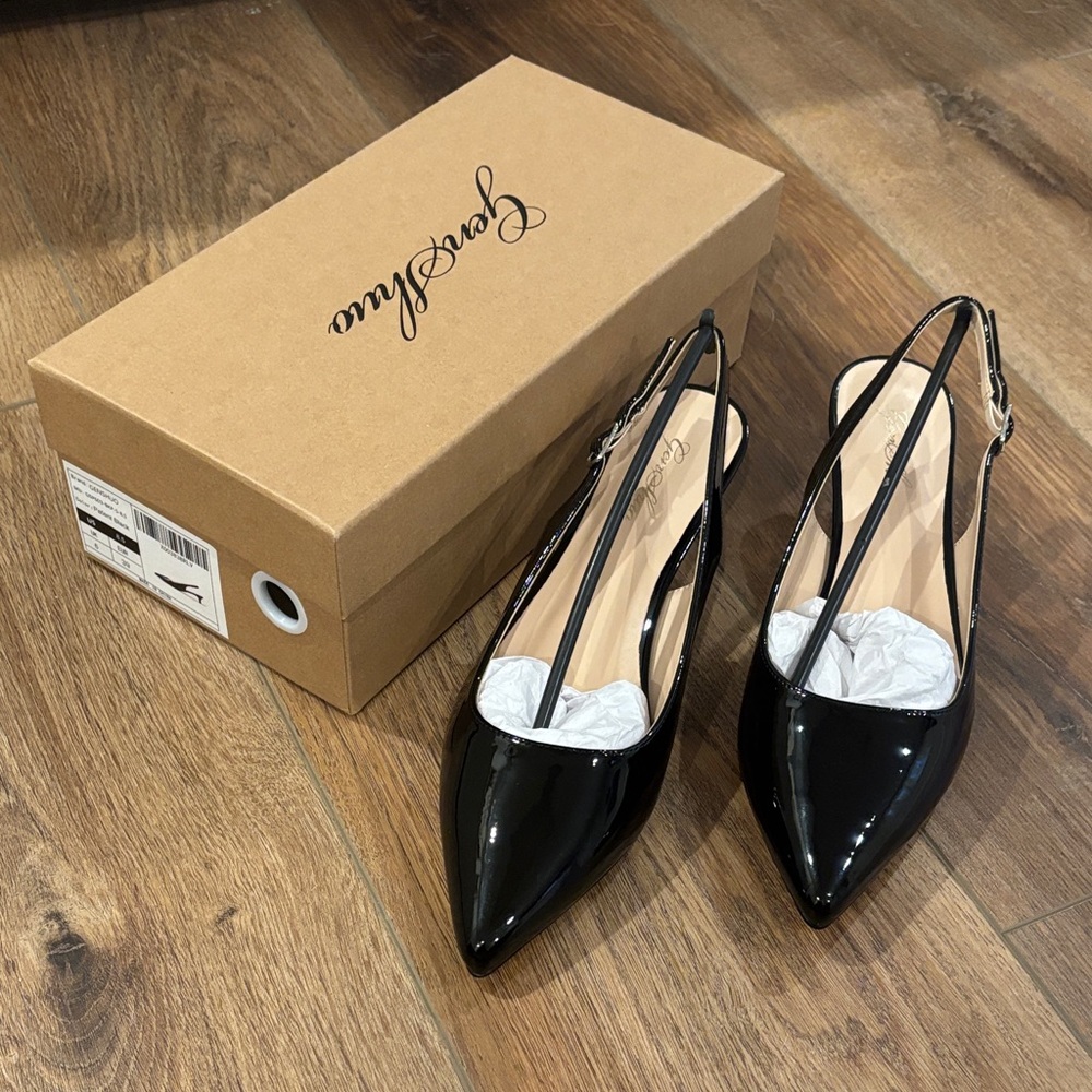 Black Patent Leather Kitten Heels